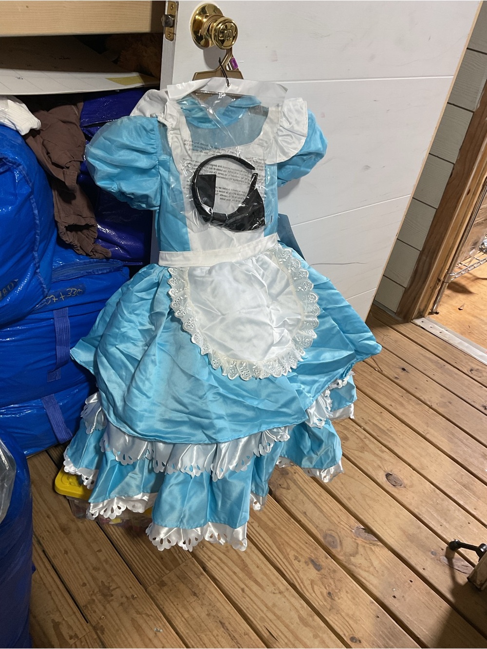 Classic Blue and White Girls' Alice-Inspired Costume Dress